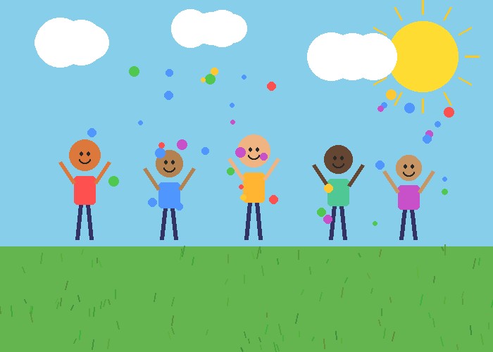 Group of happy children playing together